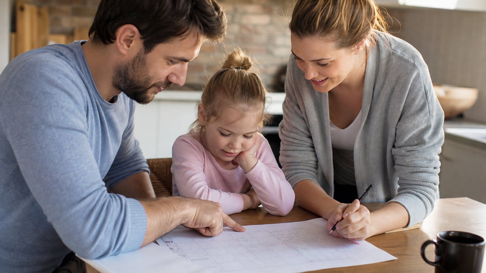 Calendrier partagé indiquant l'alternance de garde d'un enfant entre deux parents